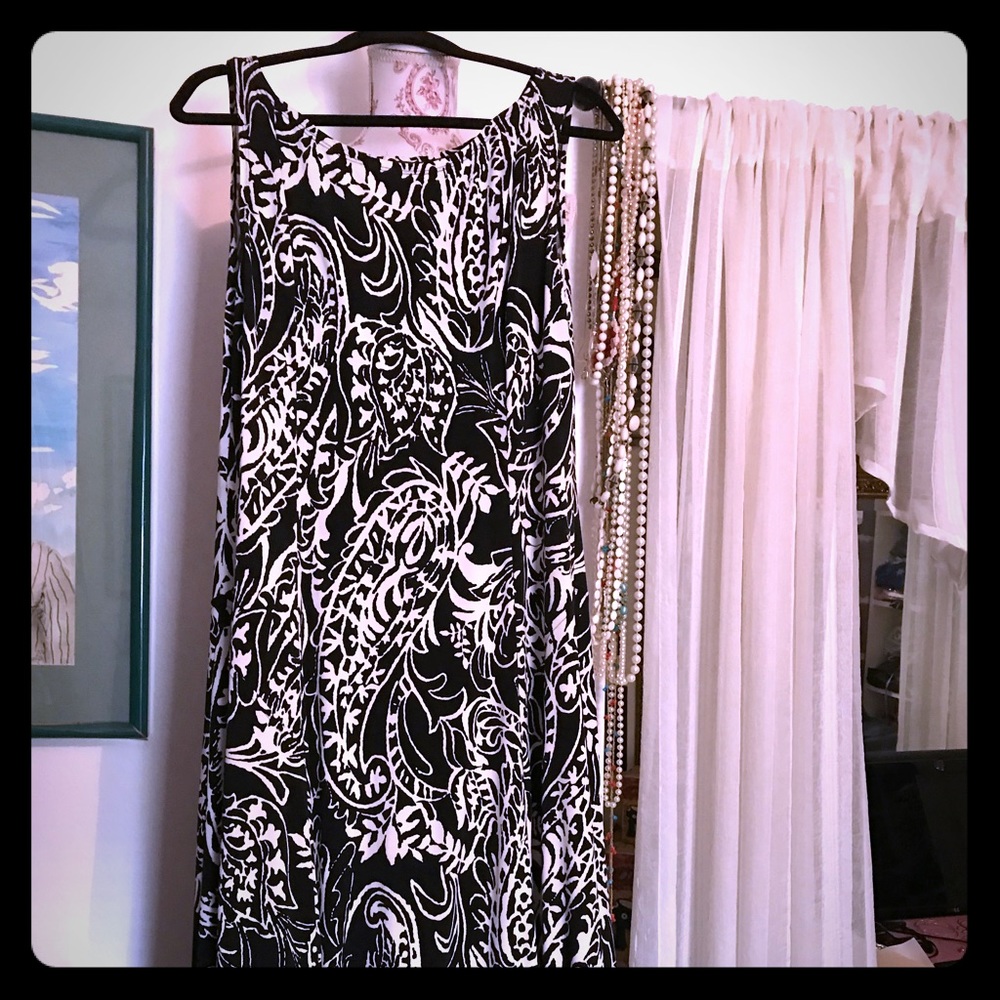 Calf length dress.